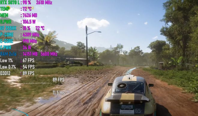 GeForce RTX 5070移动版性能如何？八款2K游戏测试出炉(图3)